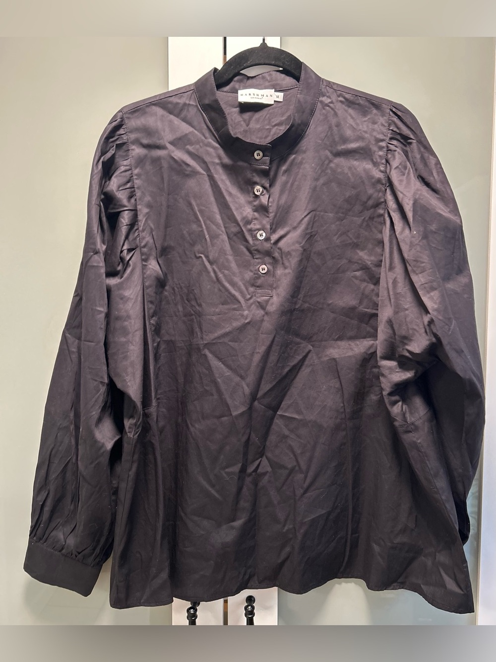 HARSHMAN Oriana Cotton Black Long Sleeves Top Size 1X.